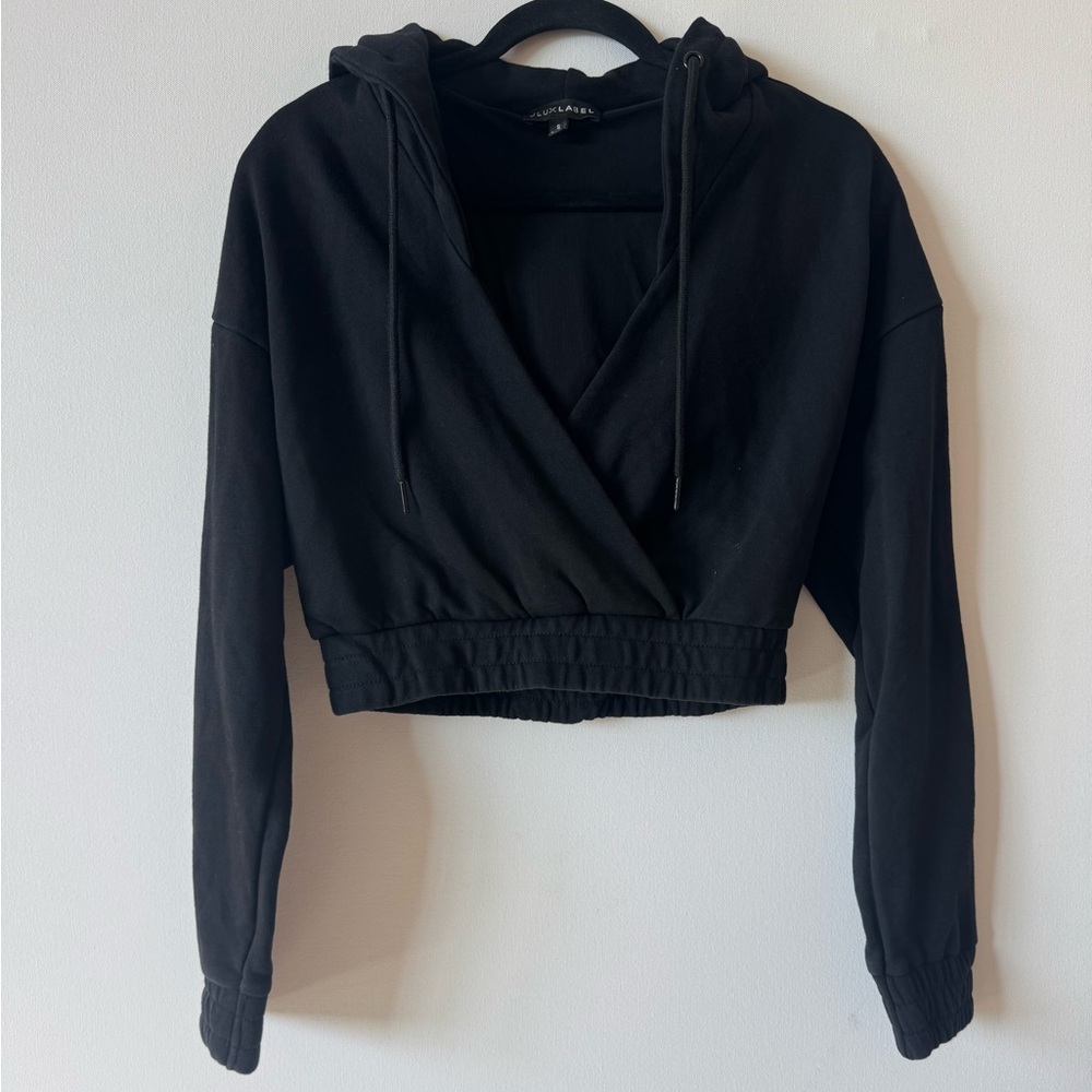 Jluxlabel Black Wrap Cropped Hoodie Top - Picture 2 of 5